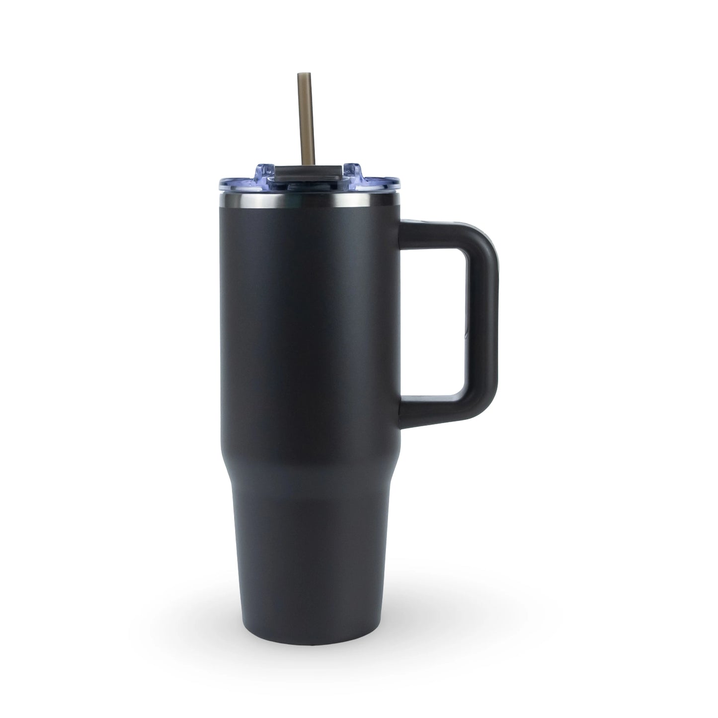 Charcoal gray custom engraved 30oz stainless steel tumbler with handle