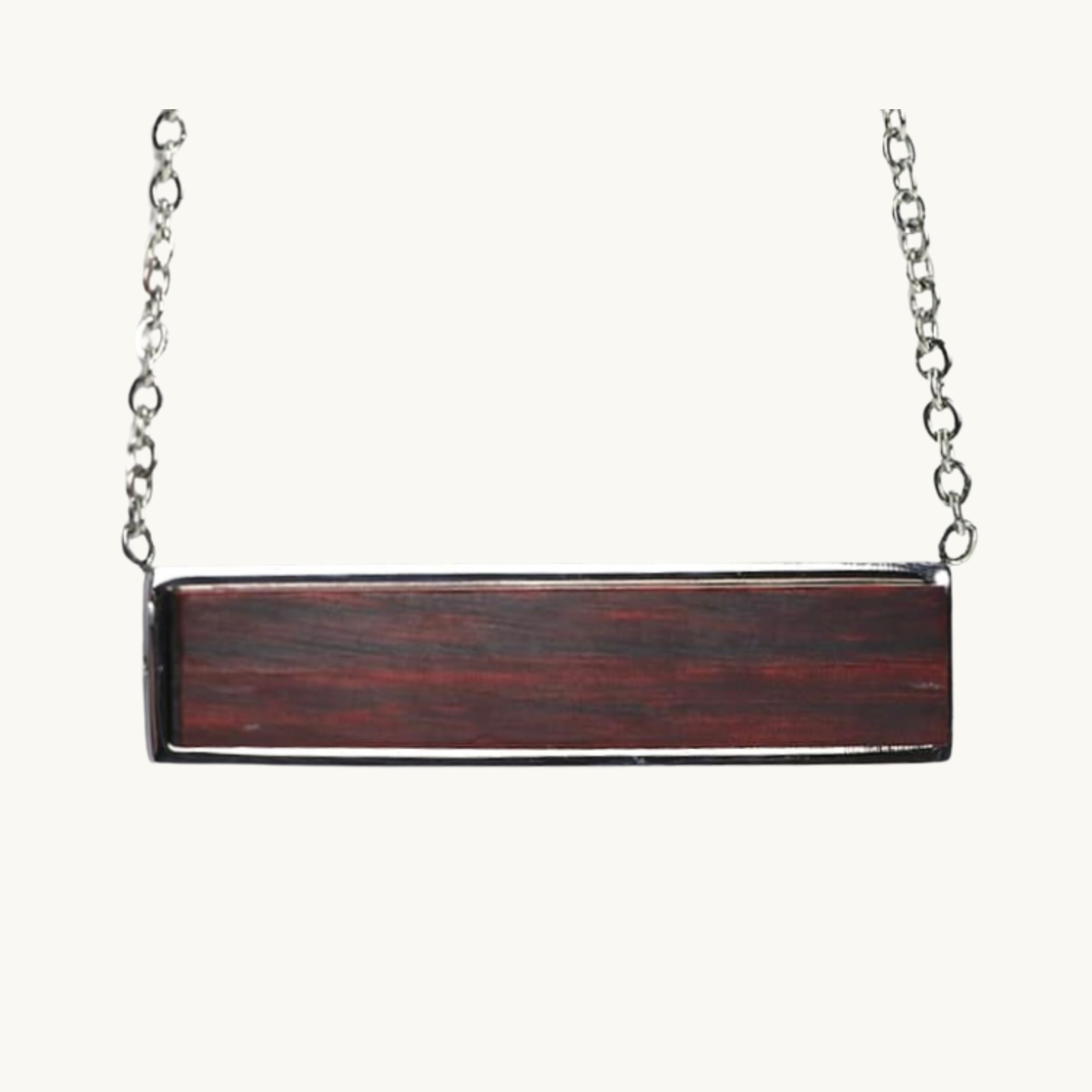 Rosewood horizontal bar pendant necklace for custom engraving