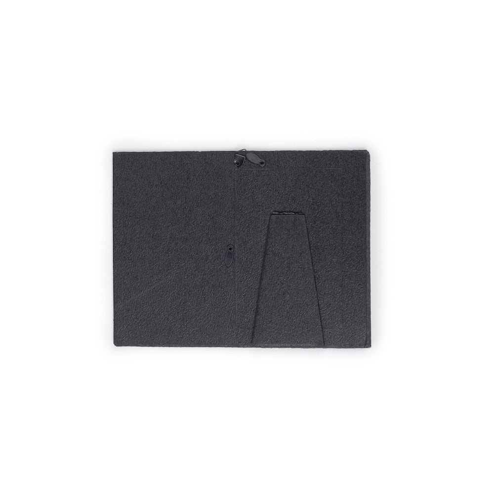 Rear view of slate picture frame with display stand