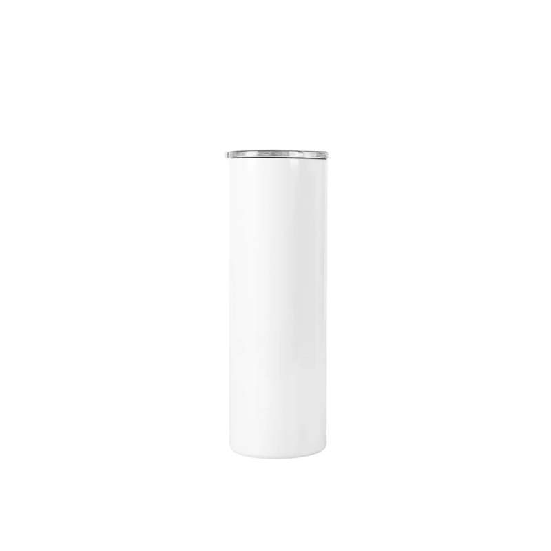 White custom engraved 20oz skinny tumbler