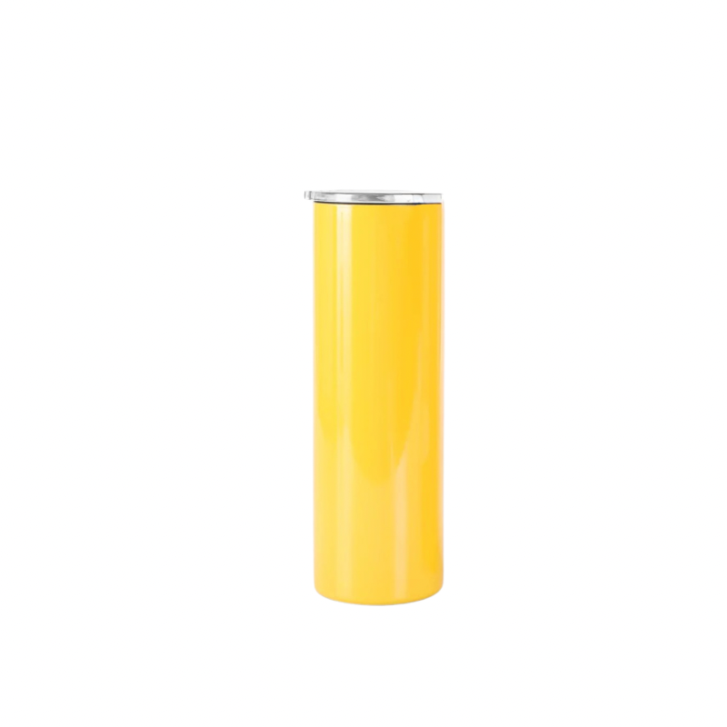 Yellow custom engraved 20oz skinny tumbler