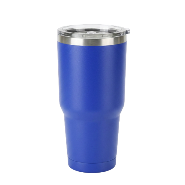 Blue 30oz custom engraved tumbler with lid and straw