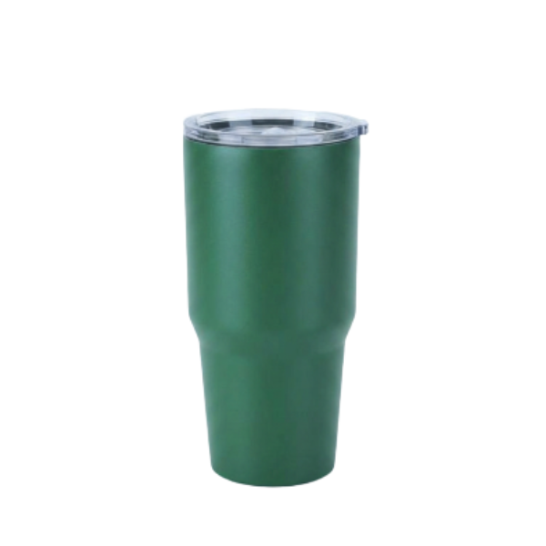 Green 30oz custom engraved tumbler with lid and straw