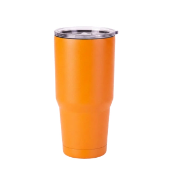Orange 30oz custom engraved tumbler with lid and straw