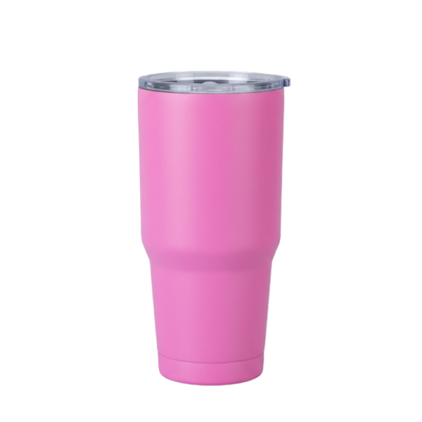 Pink 30oz custom engraved tumbler with lid and straw