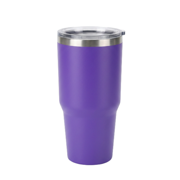 Purple 30oz custom engraved tumbler with lid and straw
