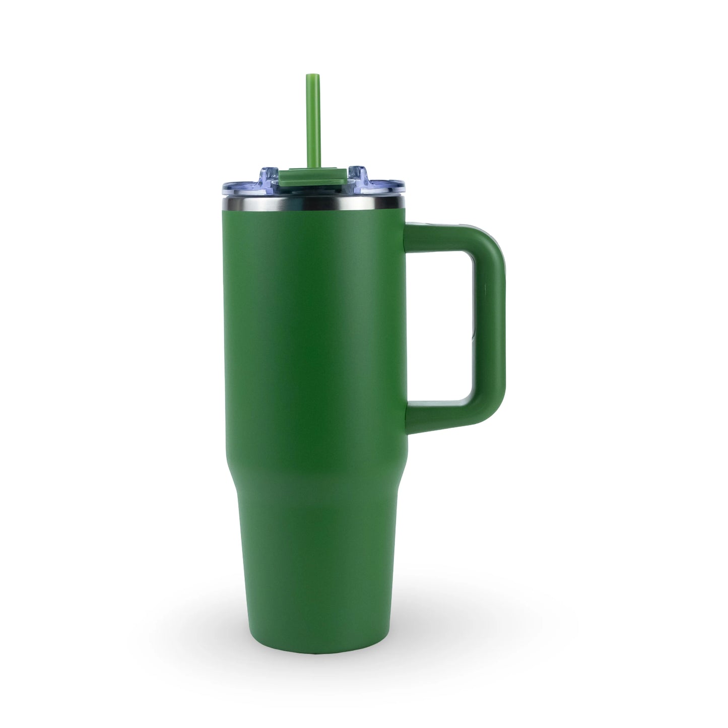 Hunter green custom engraved 30oz stainless steel tumbler with handle