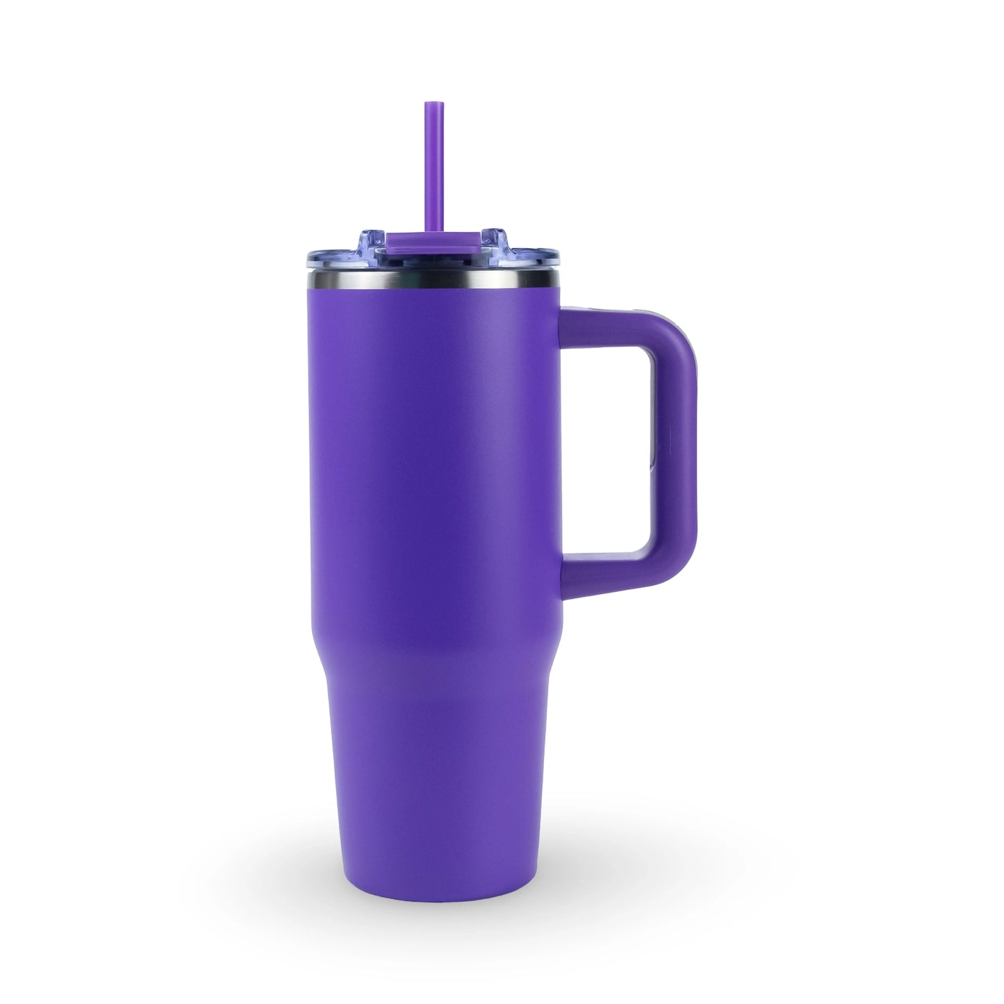 Purple custom engraved 30oz stainless steel tumbler with handle