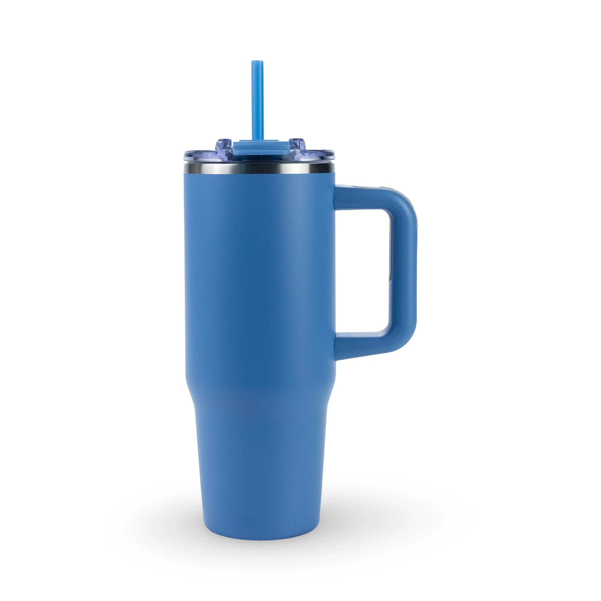 Steel blue custom engraved 30oz stainless steel tumbler with handle