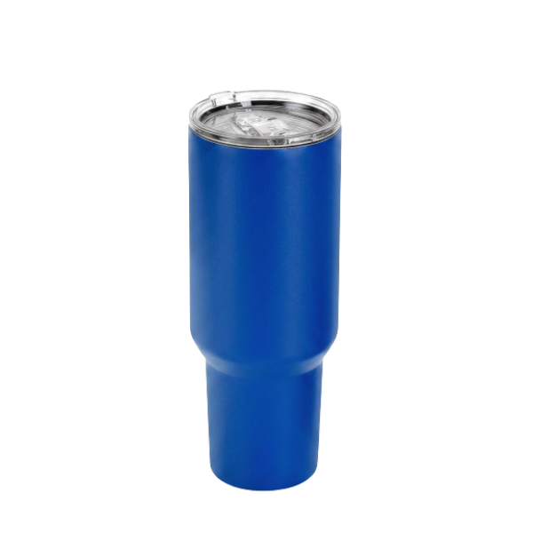 Blue 40oz custom engraved tumbler with lid and straw