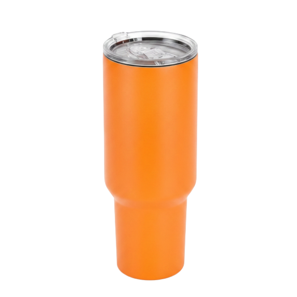 Orange 40oz custom engraved tumbler with lid and straw