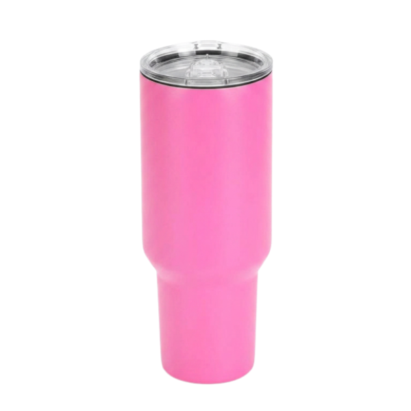 Pink 40oz custom engraved tumbler with lid and straw
