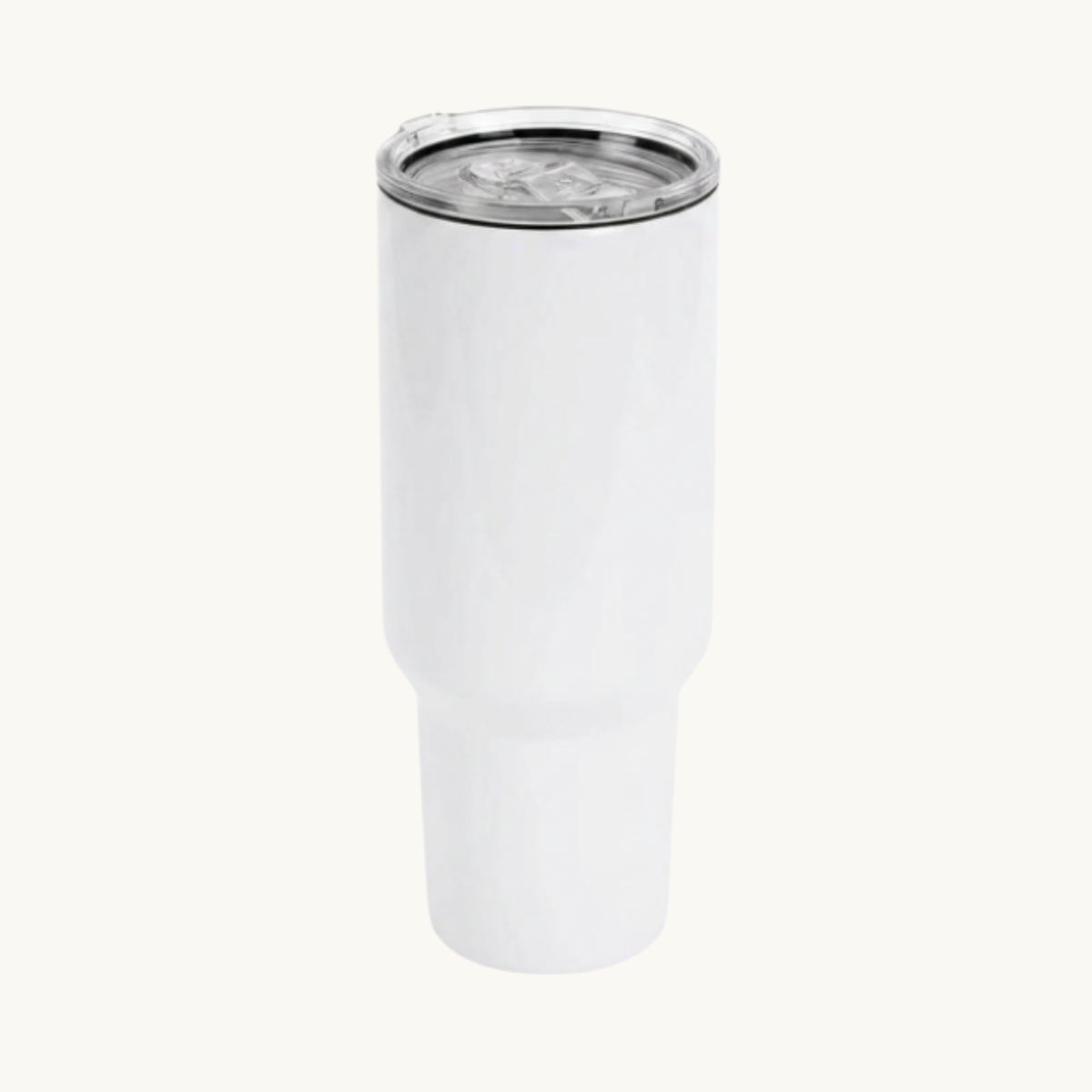White 40 ounce tumbler with straw and lid for custom engraving