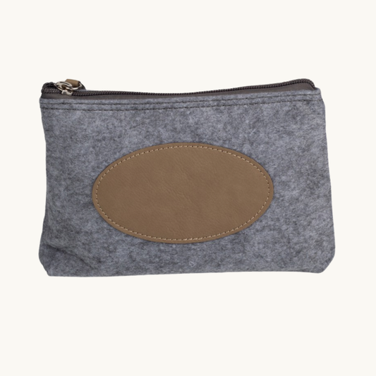 Buckskin flannel travel pouch for personalization