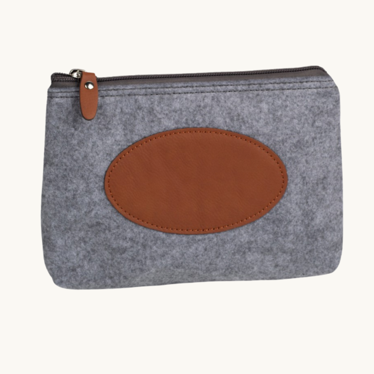 Chestnut flannel travel pouch for personalization