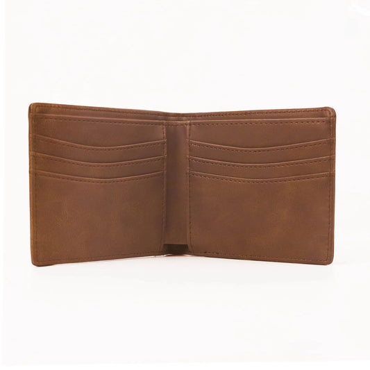 Custom engraved Laserette men's bifold wallet in gift box