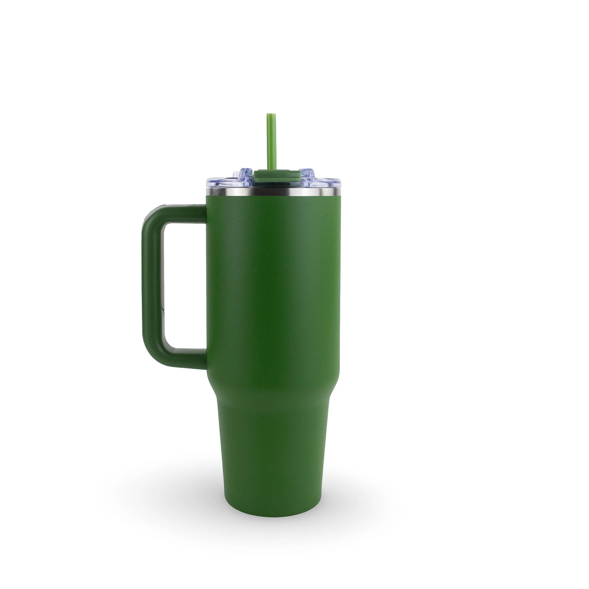 Hunter green custom engraved 40oz stainless steel tumbler with handle