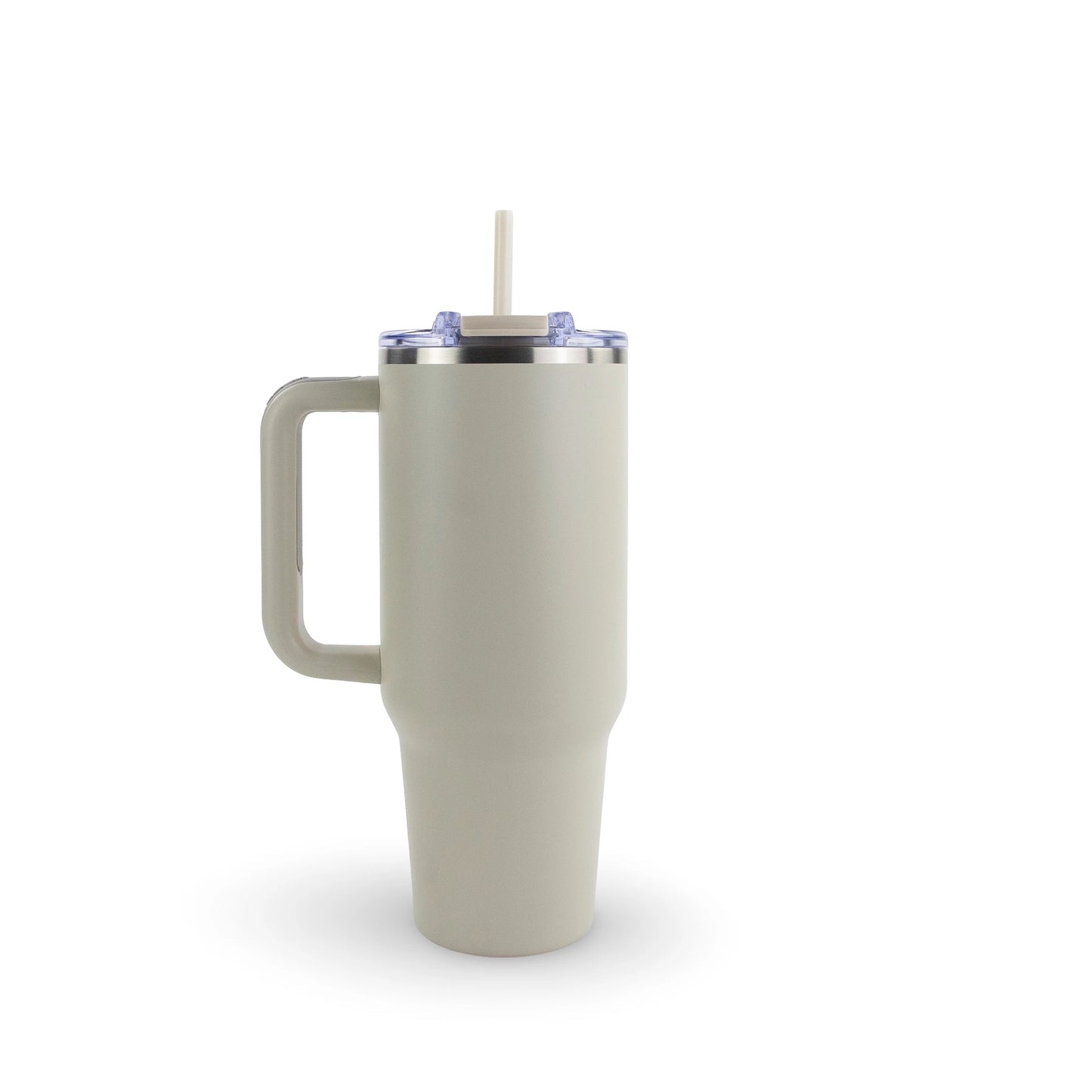 Beige custom engraved 40oz stainless steel tumbler with handle