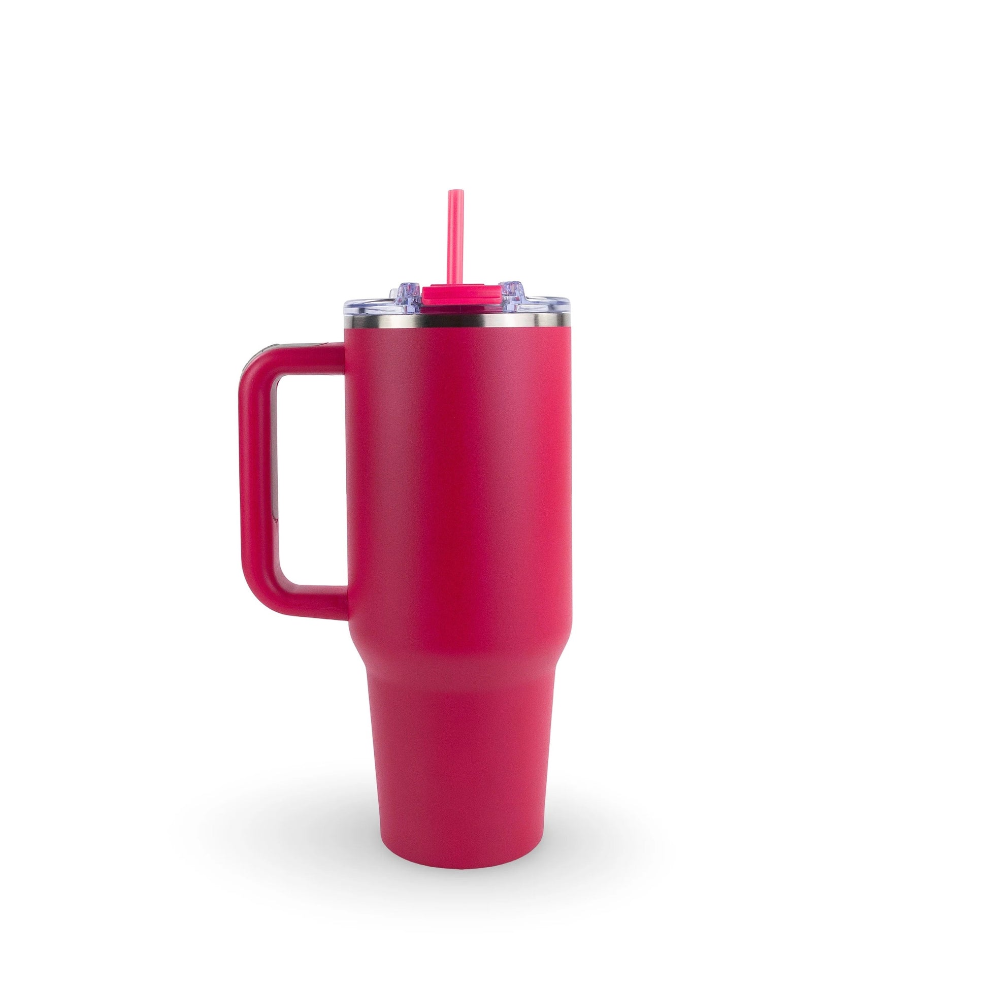 Hot pink custom engraved 40oz stainless steel tumbler with handle