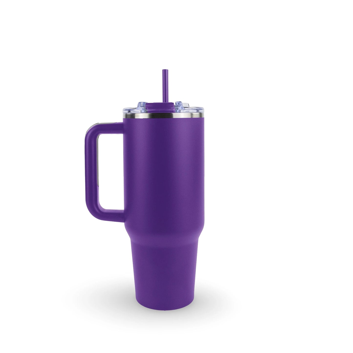 Purple custom engraved 40oz stainless steel tumbler with handle