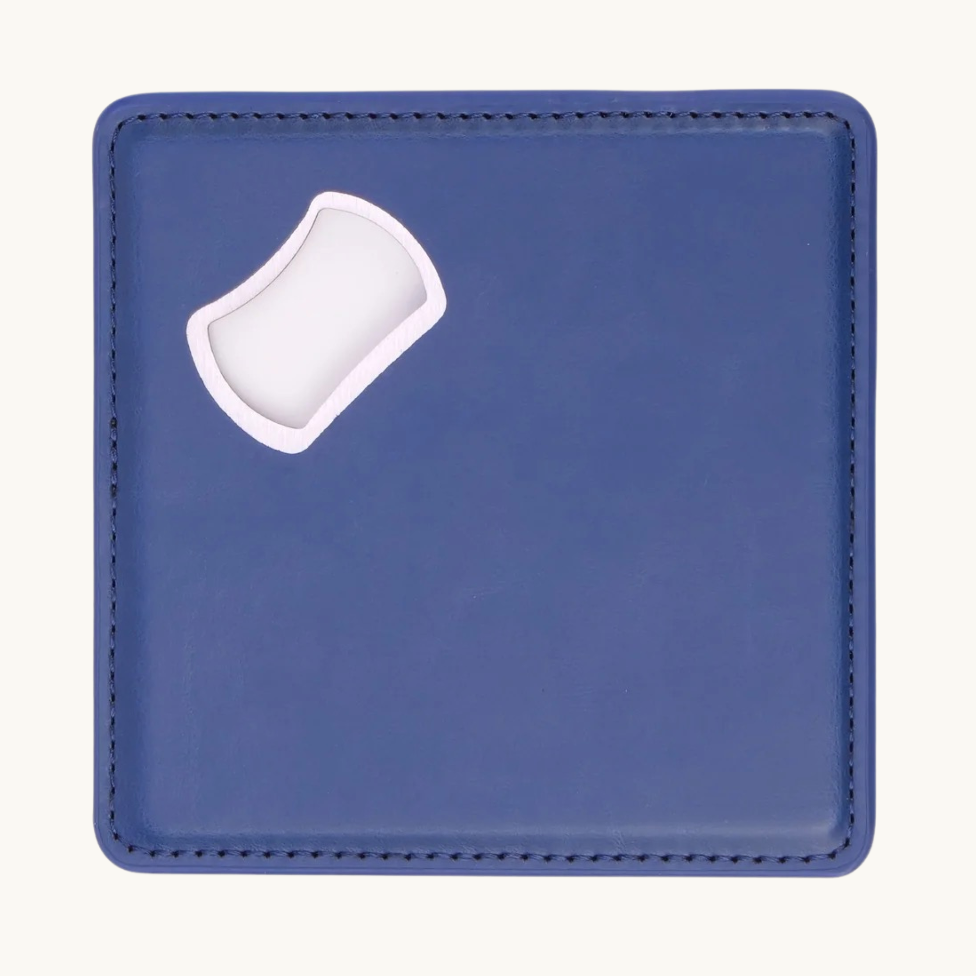 Blue leatherette magnetic bottle opener coaster