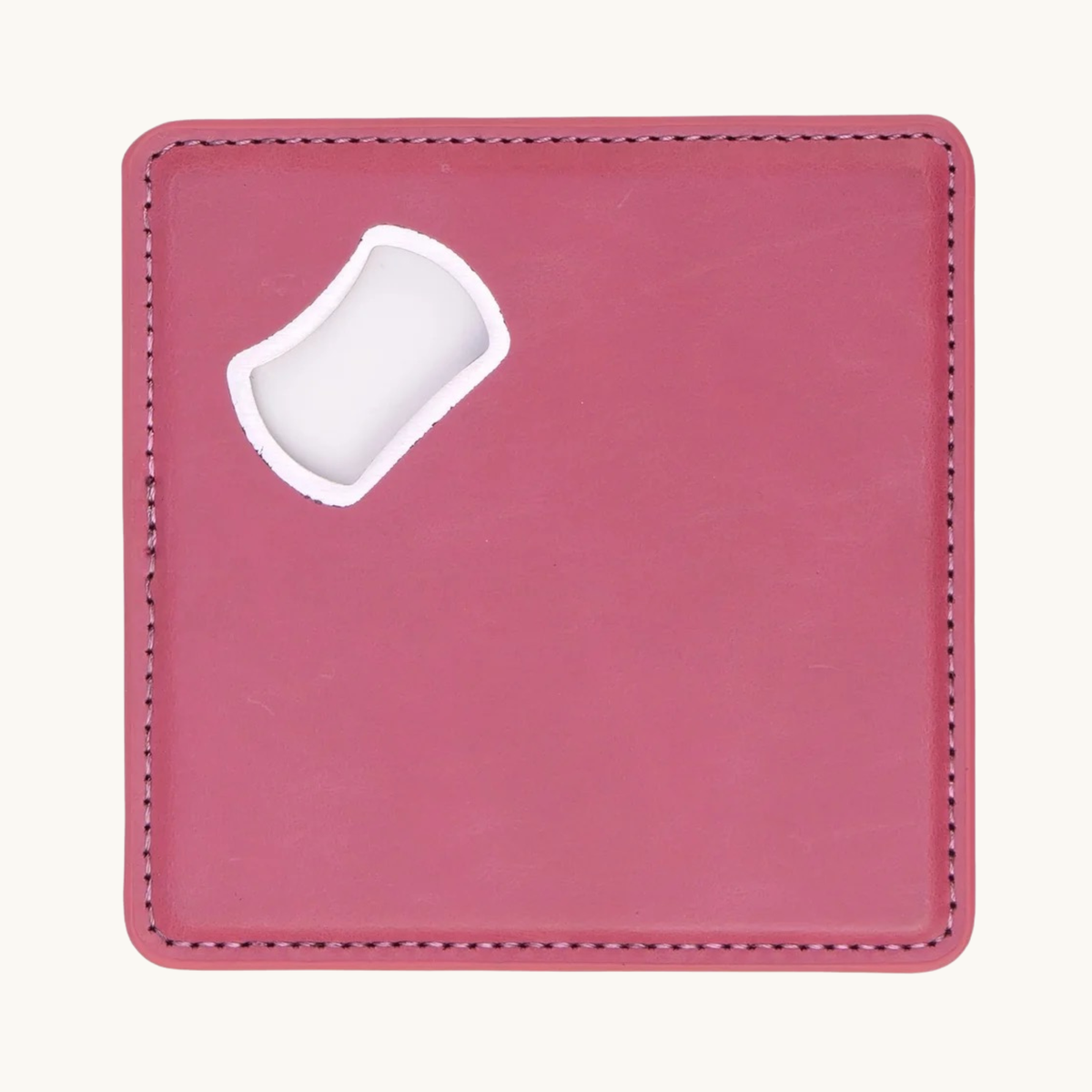 Pink leatherette magnetic bottle opener coaster