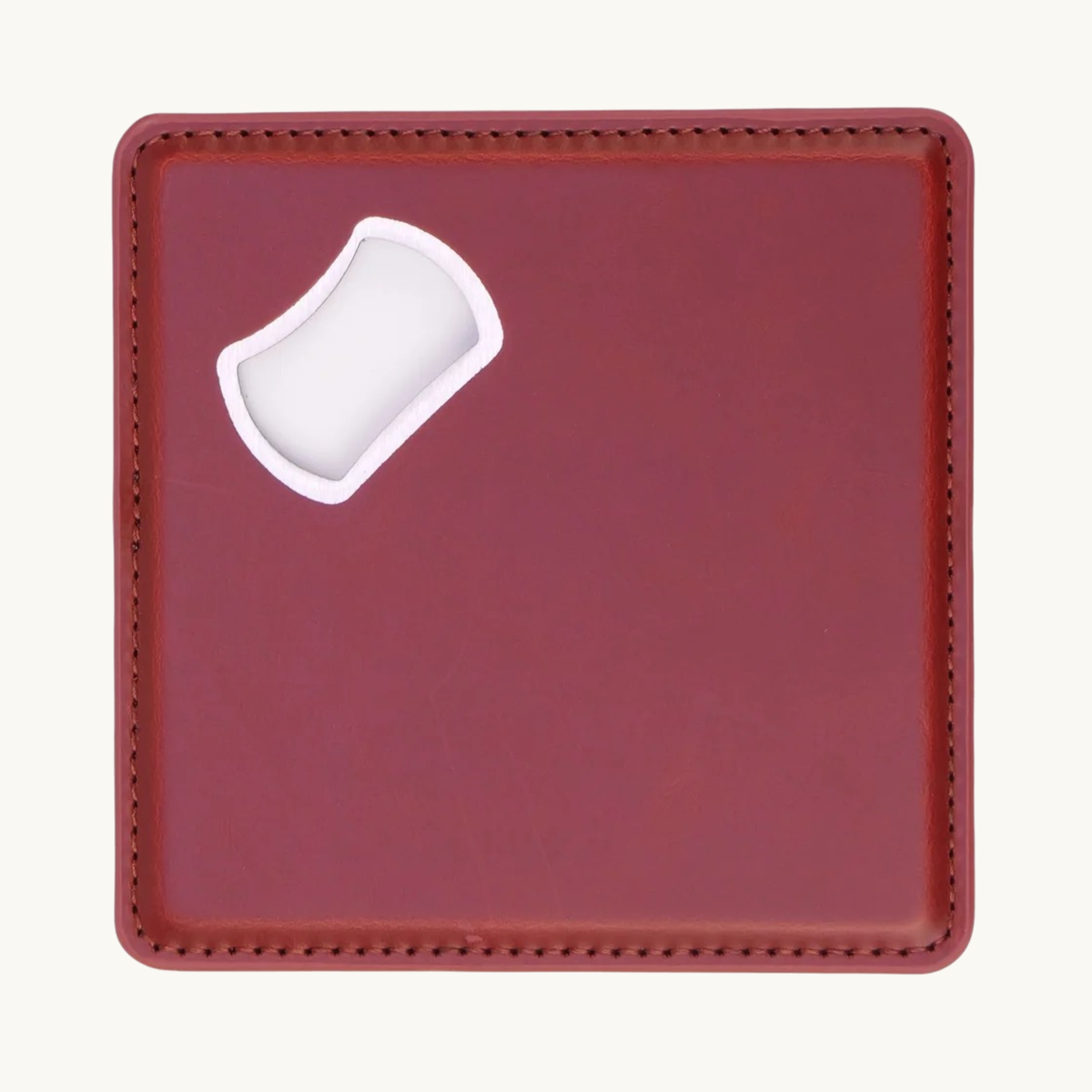 Red leatherette magnetic bottle opener coaster