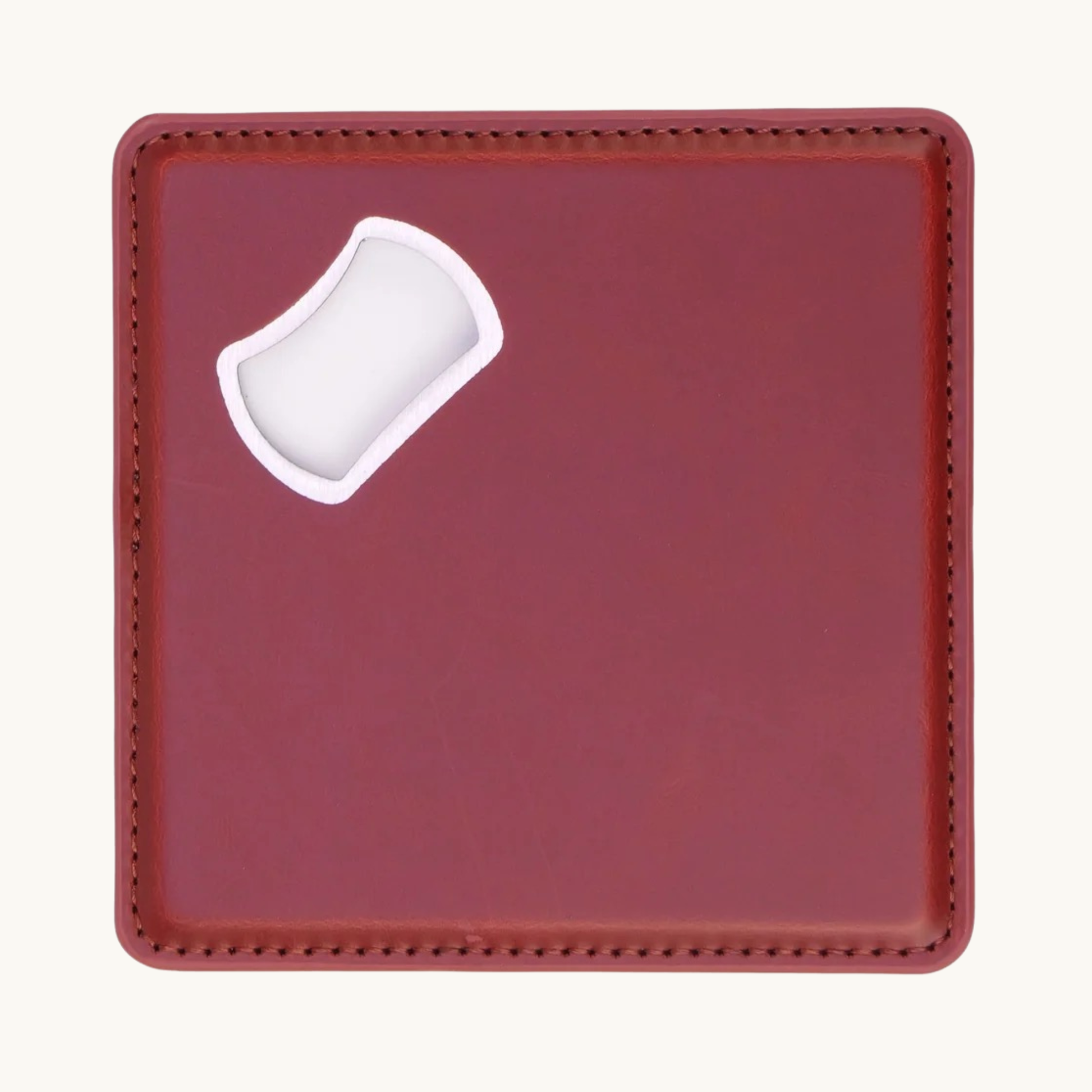 Red leatherette magnetic bottle opener coaster
