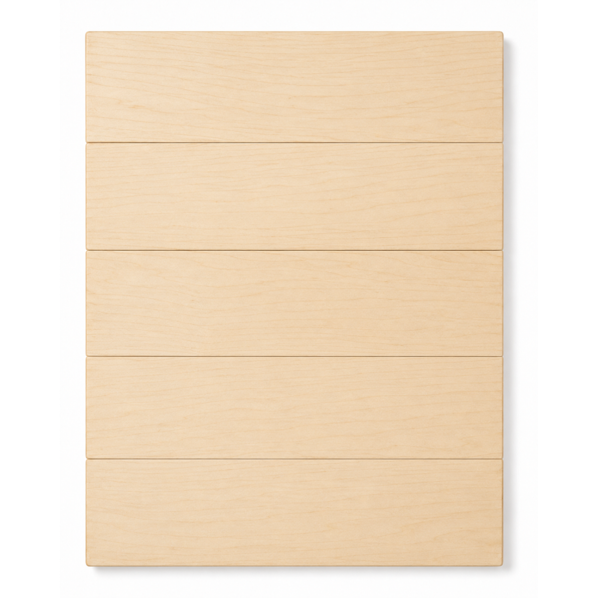 Five-board maple wall plaque with clear-coated front and rope-style hanging wire
