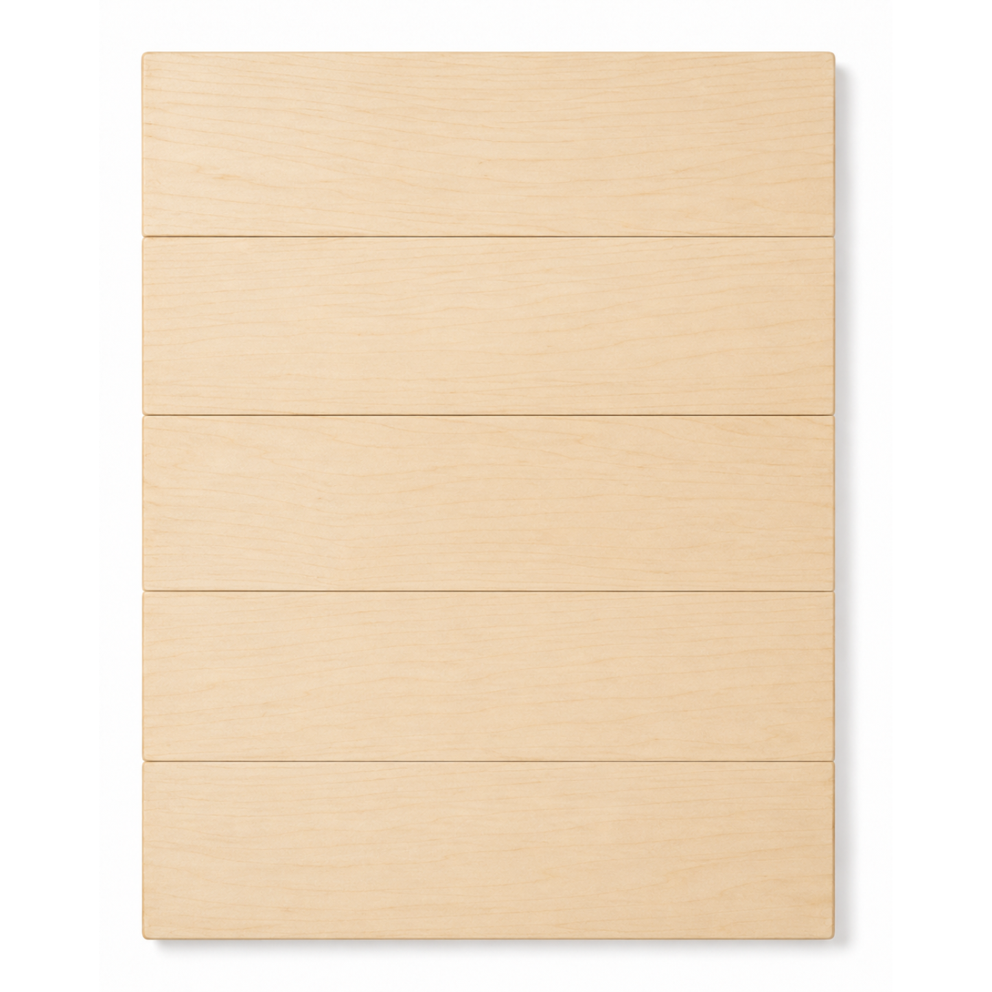 Five-board maple wall plaque with clear-coated front and rope-style hanging wire