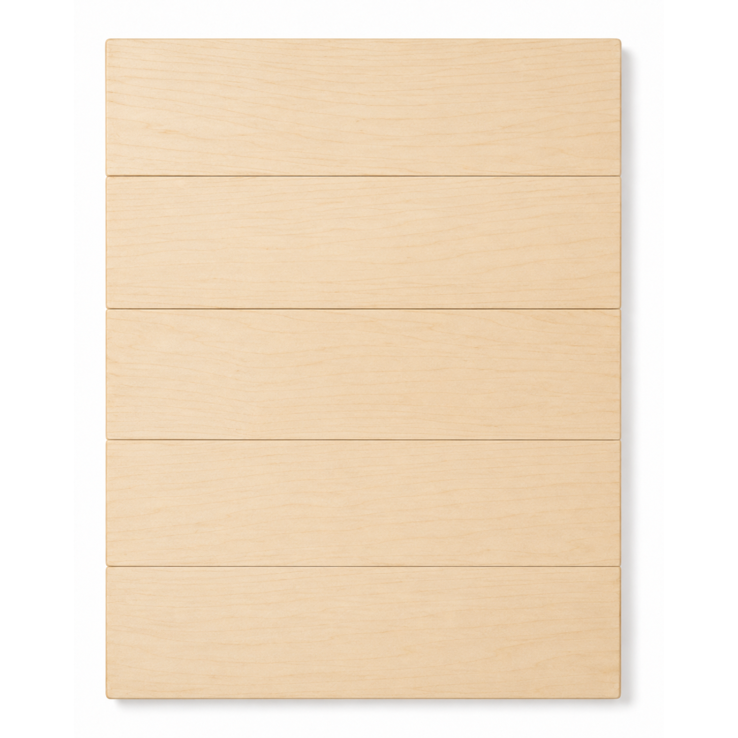 Five-board maple wall plaque with clear-coated front and rope-style hanging wire