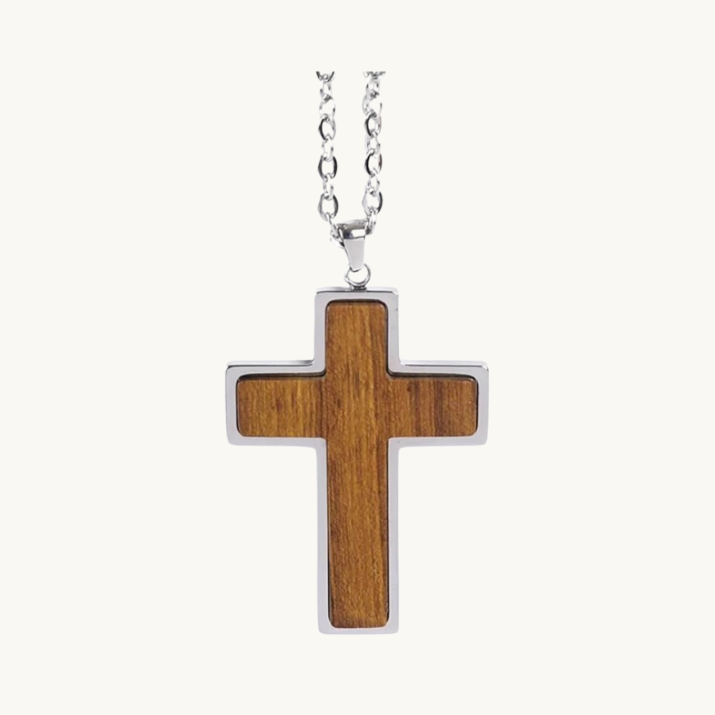 Natural wood cross-shaped pendant necklace for custom engraving