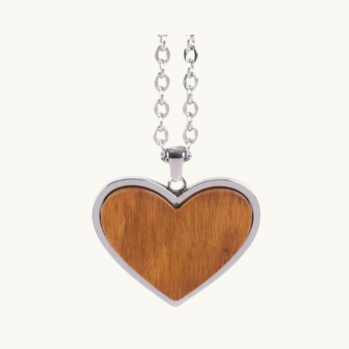 Natural wood heart-shaped pendant necklace for custom engraving
