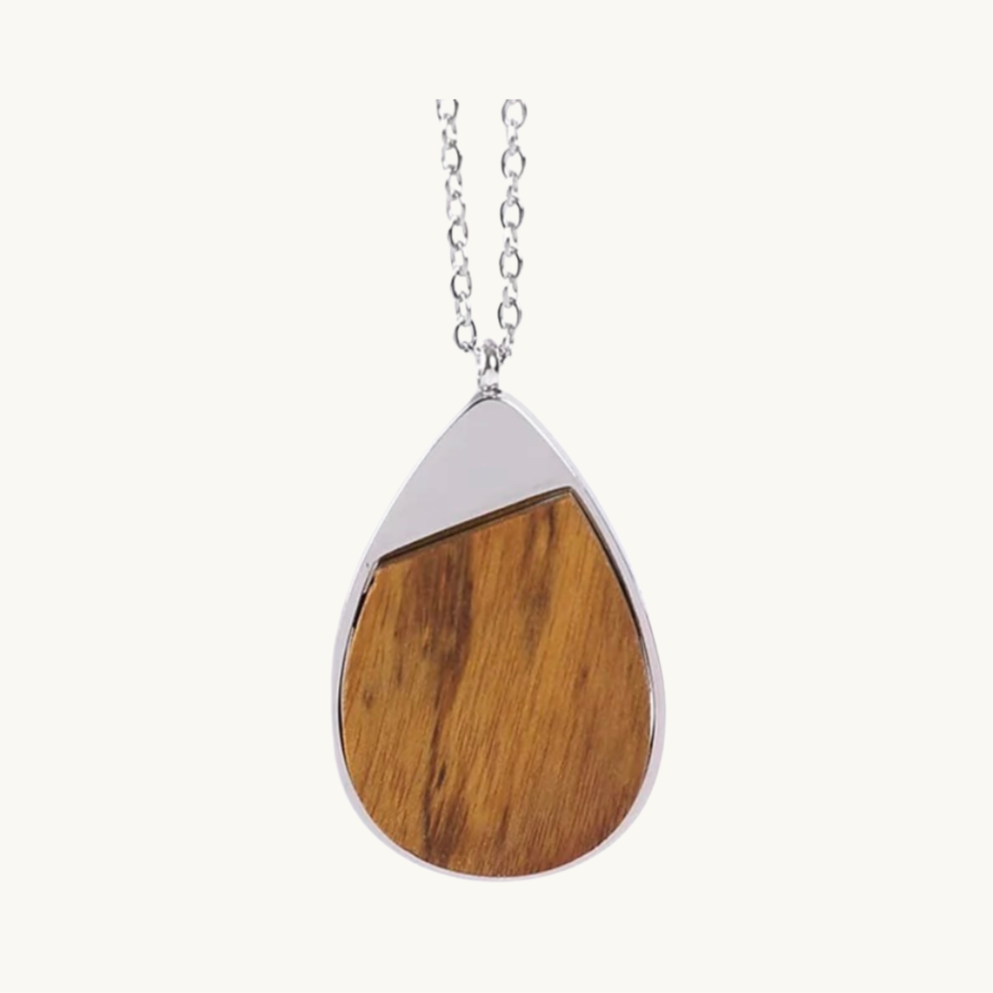 Natural wood teardrop pendant necklace for custom engraving