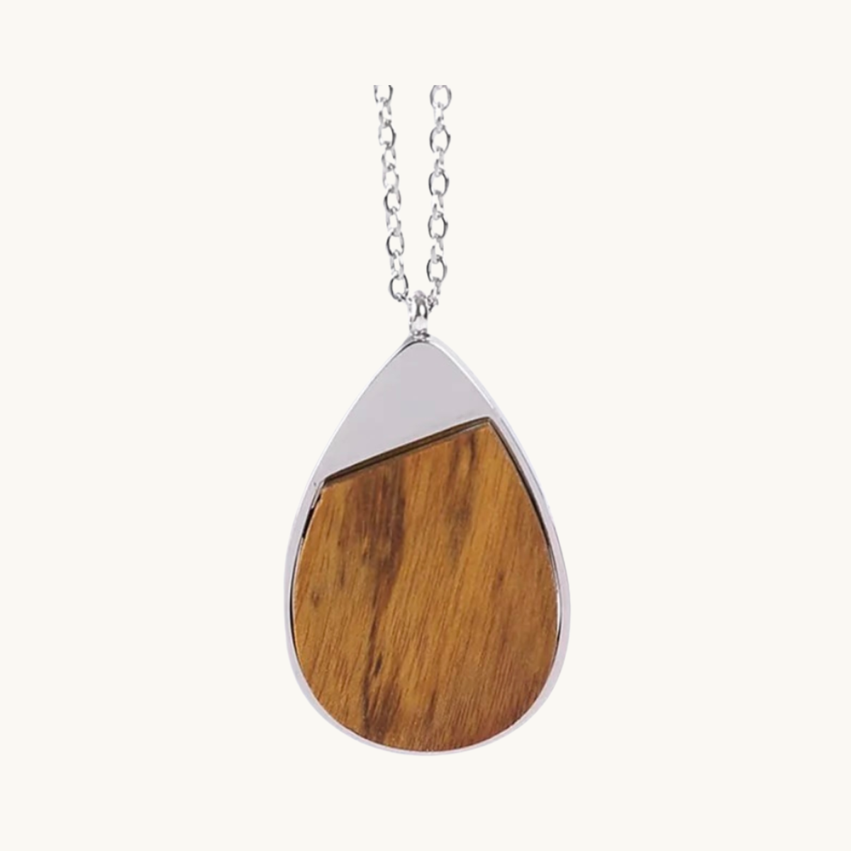 Natural wood teardrop pendant necklace for custom engraving