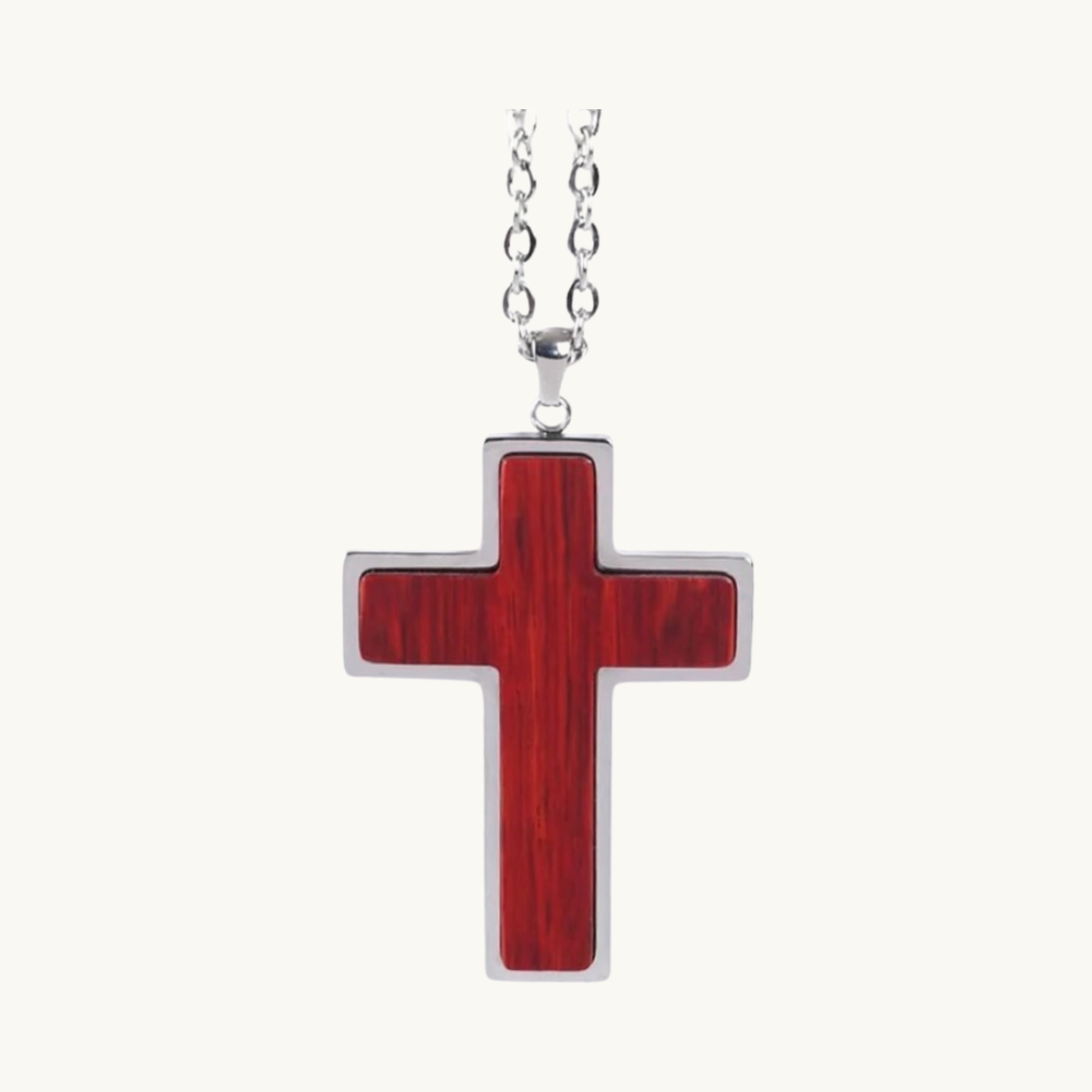 Rosewood cross-shaped wood pendant necklace for custom engraving