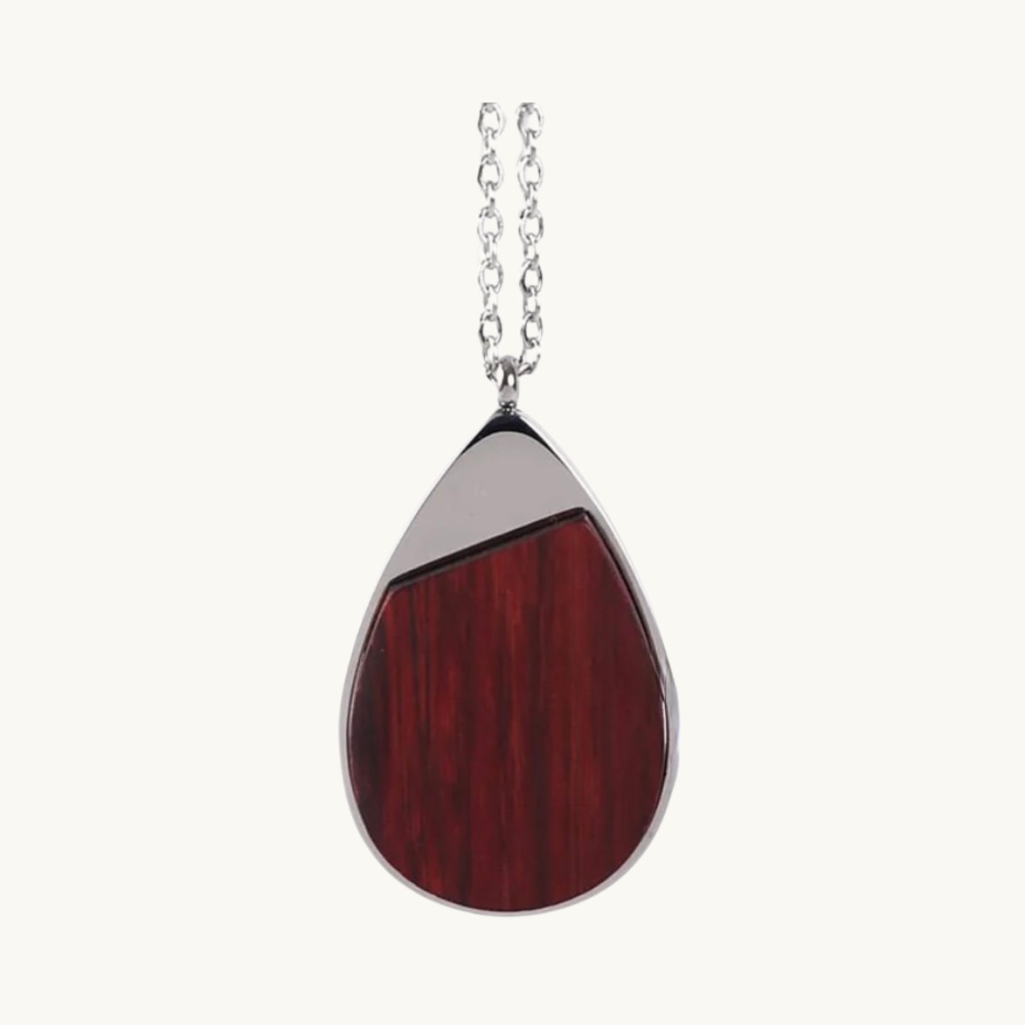 Rosewood teardrop pendant necklace for custom engraving