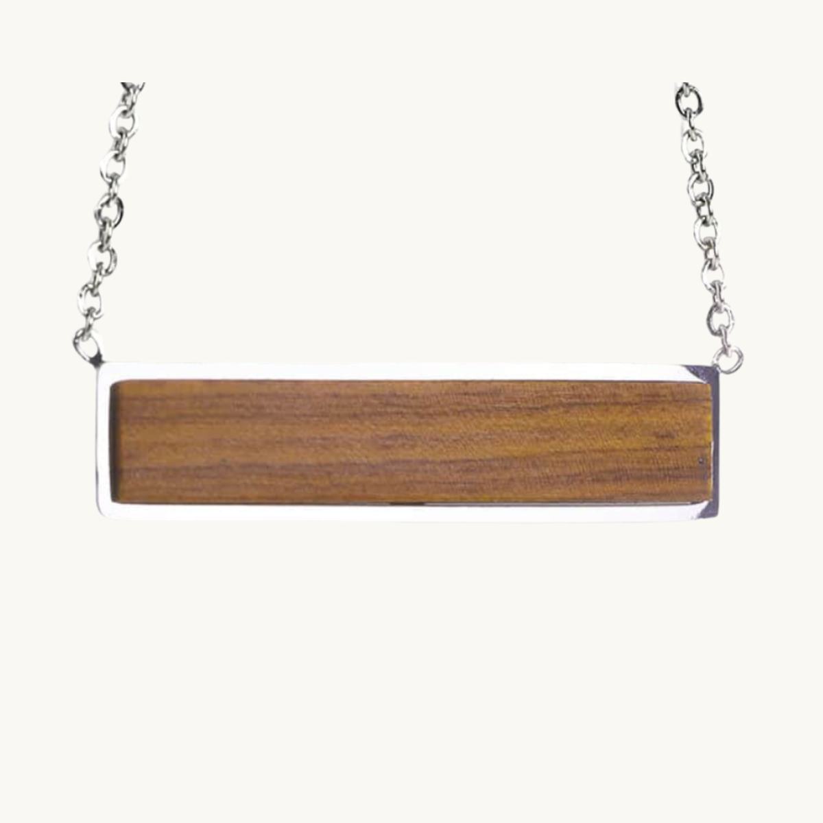 Natural wood horizontal bar pendant necklace for custom engraving