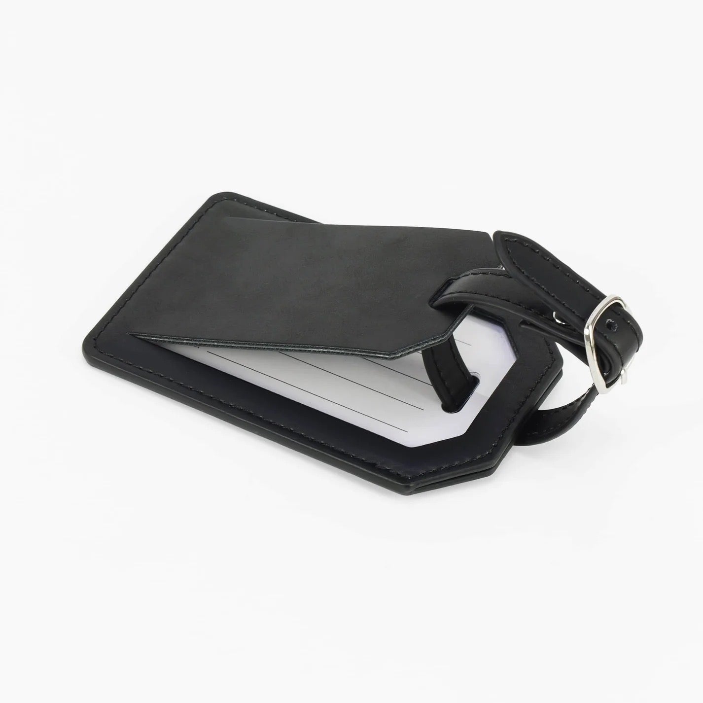 Custom engraved Laserette luggage tag with privacy flap and ID card